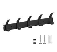 TENXSNUG Porte Manteau Mural, Patères Porte Manteaux Crochet Mural Antirouille avec 5 Crochets, Patère Murale Porte-Manteau pour Cuisine, Salle de Bain et Chambre, Noir