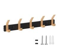 TENXSNUG Porte Manteau Mural, Patères Porte Manteaux Crochet Mural Antirouille avec 5 Crochets, Patère Murale Porte-Manteau pour Cuisine, Salle de Bain et Chambre, Noir + Or