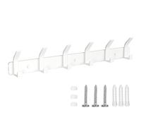 TENXSNUG Porte Manteau Mural, Patères Porte Manteaux Crochet Mural Antirouille avec 6 Crochets, Patère Murale Porte-Manteau pour Cuisine, Salle de Bain et Chambre, Blanc