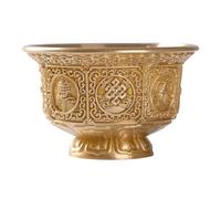 TENYELE Élégante tasse d'offrande de rituel bouddhiste en cuivre, huit symboles heureux, bol d'approvisionnement en eau, bouddhisme tibétain, artefact, tasse en cuivre
