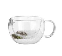 TENYELE Gobelet en verre transparent avec décoration de fleurs séchées - Tasse à café double couche - Pour un usage quotidien - Scène de neige