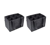 TENYELE Lot de 2 porte-bouteilles de vin en feutre à 6 compartiments avec design résistant aux chocs et poignée réutilisable pour le transport de vin en feutre pour les fêtes, gris, Taille unique