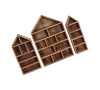 TENYELE Lot de 3 étagères murales en bois pour figurines de collection - Anti-poussière - Rangement pour médailles