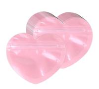 TENYELE Lot de 50 sachets en cellophane en forme de cœur pour emballage de bijoux, Saint Valentin, biscuits, pochettes à fermeture éclair