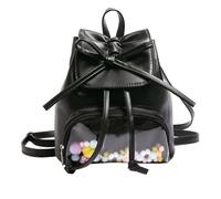 TENYELE Petit sac à dos d'écolière japonaise mignon avec nœud papillon pour étudiant avec affichage d'épingles, sac d'école transparent Itabag en cuir PU transparent, Noir