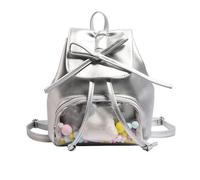 TENYELE Petit sac à dos d'écolière japonaise mignon avec nœud papillon pour étudiant avec affichage d'épingles, sac d'école transparent Itabag en cuir PU transparent, Argenté.