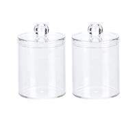 TENYELE Qtip Lot de 2 boîtes de rangement rondes pour salle de bain et maquillage en coton avec couvercle