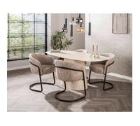 Teo - lot de 2 chaises - pieds en métal - en tissu texturé - Sable