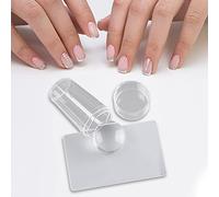 Teochew Ensemble Tampons en Silicone Transparent Nail Art,Outils Manucure,Tampons À Ongle À Gelée Transparente Silicone French Mani Stamper Nail Art Jelly Stamper,Nail Art Stamping Stamper Grattoir
