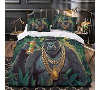 TEODLECDS Gorille avec Une boîte 3D Imprimé Drap de Couette Microfibre inaltérable Jungle Urbaine Housse de Couette 2 taies éclair déco Chambre Adulte Single（140x200cm）
