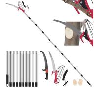 Teodute Coupe Branche Telescopique, 0.8m-4.26m Scie à élaguer Télescopique, Elagueuse sur Perche pour Tailler Les Paumes et Arbustes (10 Tiges d'épissure+2 Lames)