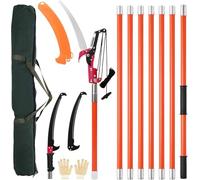 Teodute Coupe Branche Telescopique, 2.1m-8m Scie à élaguer Télescopique, Elagueuse sur Perche pour Tailler Les Paumes et Arbustes (8 Tiges Jonction)