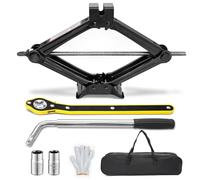 Teodute Cric Voiture 2.5T/2500kg, Universel Crique Voiture avec Tampon Caoutchouc, Portable Cric de Levage avec Clé pour Écrous de Roue, Kit d'urgence Automobile