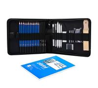 Teogneot 33 Pièces Professional Dessin Esquisses Crayons Kit Set Art Fournitures Art Outils de Peinture et Kit Sac Graphite Charbon De Crayons Ensemble