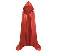 Teogneot Cape Longue à Capuche, Rouge, Aspect Satin, Style médiéval, 130 cm