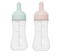 Teogneot Flacon Sauce Cuisine avec Capuchon 350ml Bouteille à Sauce en Plastique pour Condiments, Assaisonnements, Ketchup, Moutarde, Mayo, Huile dolive, Clair, 2PCS