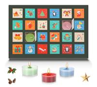 Teokantz Calendrier de l'Avent avec 24 bougies chauffe-plat parfumées différentes, calendrier de l'Avent 2025, calendrier de l'Avent, bougies chauffe-plat, bougies parfumées, Noël, env. 30,8 x 21,2 x