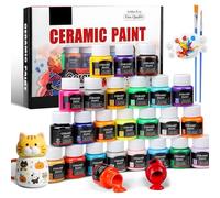 Teokantz Lot de 24 peintures pour porcelaine - 25 ml - Pour la cuisson sur verre et porcelaine - Passe au lave-vaisselle - Avec 1 palette et 2 pinceaux
