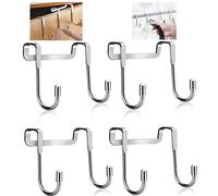 Teokantz Lot de 4 crochets de porte en acier inoxydable pour suspendre des serviettes de douche, des placards et des portes étroites pour salle de bain, cuisine, armoire, YF-A006