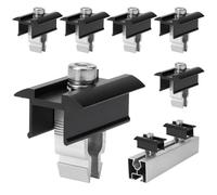 Teokantz Lot de 6 pinces centrales réglables pour panneau solaire photovoltaïque - Noir - Support de panneau solaire - Support de pince centrale - Module PV pour cadre de 30 à 45 mm