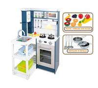 Teorema 40644 - Cuisine Jouet d'angle en Bois, Hauteur 50 cm, avec appareils ménagers Lumineux et sonores, ustensiles de Cuisine et Fruits et légumes avec Velcro.