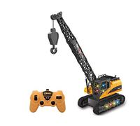 Teorema 66951 Grue sur chenilles Jouet pour Enfants radiocommandé 2,4 GHz avec lumières et Sons, Tour pivotante à 360 °, Hauteur 40 cm, échelle 1:12, Rechargeable