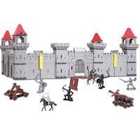 Teorema - Château médiéval Jouet pour Enfants, 72 x 50 x 33 cm, 93 pièces, 4 côtés compatibles, avec Soldat, Jeu à Assembler
