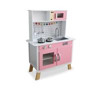 Teorema Fait de Bois - Cuisine Jouet en Bois Grand pour Enfants avec Accessoires, Cuisine complète avec Four et Micro-Ondes, Jeu de rôle pour Fille 3 Ans (68 x 30 x 89,5 cm)