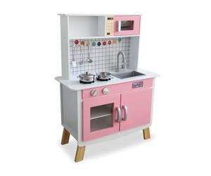 Teorema Fait de Bois - Cuisine Jouet en Bois Grand pour Enfants avec Accessoires, Cuisine complète avec Four et Micro-Ondes, Jeu de rôle pour Fille 3 Ans (68 x 30 x 89,5 cm)