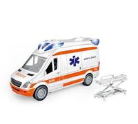 Teorème - Ambulance Play City Échelle 1:12, Jouet prêt d'intervention pour Enfants, véhicule d'urgence avec lumières, Sons et civière réglable