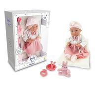Teorema Giocattoli, Bébé Teo Neoborn Poupée Réaliste 40 cm avec Corps en Vinyle Souple Poupée Fille avec Accessoires pour Pappa, Sucette et Peluche, Idée Cadeau
