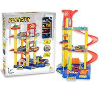 Teorema Giocattoli, Garage Machines pour Enfants, Grand Parking Machines à 3 étages avec Ascenseur, Rampe en Spirale, Lavage de Voiture et 4 véhicules Inclus, Voitures pour Enfants 3 Ans