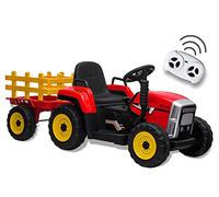 Teorema Giocattoli Tracteur électrique pour Enfants 12 V avec télécommande parentale, lumières sonores MP3 USB, Demi à chevaucher Max 30 kg, Tracteur Jouet Robuste avec remorque, Guide Avant et