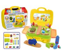 Teorema Plasti Art Ferme Pâte à Modeler pour Enfants avec 4 Pots de 50 g, Presse créative, extrudeuse pour Frites, Assiette et Couverts, Jeu créatif Cuisine