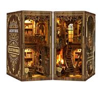 Teoryieer Book Nook Bibliothèque Ancienne avec Lumières, Maquette en Bois Puzzle 3D DIY Miniature à Construire, Serre-Livres Diorama,Décoration Salon, Cadeau Intellectuel et Raffiné