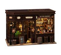 Teoryieer Book Nook Bistro avec Lumières, Puzzle 3D DIY Maquette en Bois Miniature à Construire, Serre-Livres Diorama Décoration Salon, Cadeau de Noël et d'anniversaire