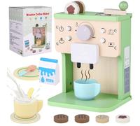 Teoryieer Cafetière en Bois Bébé, Jouet Jeux de Rôle Éducatif, Machine à Café Jouet Pur Boulangerie Nourriture Accessoire Dinettes Cuisine, Cadeau Anniversaire Créatif Pâques Noël Garçon Fille 3+ Ans
