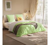TEOSTWF Parure de lit double 4 pièces 160 x 200 cm en microfibre de polyester douce, drap-housse avec taies d'oreiller, ensemble de literie complet (vert)