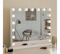 Teousev Miroir Coiffeuse avec Lumières LED Ultra Lumineuses, Miroir Hollywood Robuste 70x55cm avec Grossissement 10X, Miroir LED Coiffeuse Tactile avec 17 Lumières LED et Fonction Mémoire