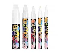 Teouuas 5 Pièces Stylo Craies Pour Tableau Noir Effacable, Stylo Craie | Stylo Craie pour Tableau Noir Effacable, Marqueur Craie Liquide, Pointe 1/3/6/10/15 mm, pour Tableau Noir, Vitres, Enseignes