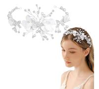 Teouuas Accessoires Cheveux Fille Communion, Blanches Perles Couronne de Fleurs, Mode Accessoires pour Cheveux de la Sainte Communion, pour Première Communions, Mariage et Occasions Spéciales