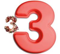 Teouuas Moule à Gâteau Number, Number Cake 3, Grands Moules à Gâteau 3D en Silicone, Moule à Gâteaus en Forme de Chiffre, pour Anniversaire et Anniversaire de Mariage