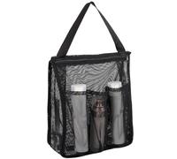 Teouuas Sac de douche, Sac de Plage Portable en Maille avec Fermeture éclair et Poignée, Organiseur de Bain à Suspendre Pliable, Panier de Douche, pour Voyage Gym Camping Natation Plage (Noir)