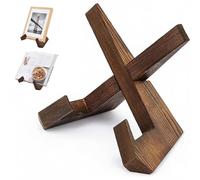 Teouuas Support Assiette en Bois, Support Livre de Cuisine, Couleur Charbon