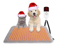 TEOV Coussin chauffant pour chat et chien 60 x 90 cm, température de 20 °C à 55 °C et 4 minuteries réglables, coussin chauffant sûr et imperméable