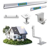 TEOV Lot de 4 supports solaires pour toit de tuile PV de 1134 mm, kit de montage pour centrale électrique de balcon avec rail de montage en aluminium de 1500 mm + 300 mm et crochet de toit, fixation