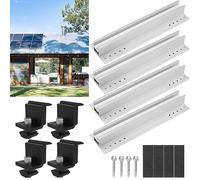 TEOV Support de panneau solaire de fixation pour toit en tôle avec rail de montage photovoltaïque de 30 cm, supports de toit, panneaux solaires de 30 à 35 mm et borne d'extrémité, pour 1 module PV
