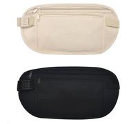 TEOZBLU 2 Pièces Ceinture d'Argent Dissimulée, Pochette de Voyage Sécurisée, Sac de Taille de Sport, Ceinture Élastique Réglable, Sac de Voyage Étanche