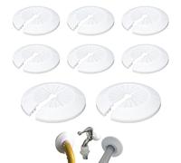TEOZBLU 8 Pièces Colliers de Tuyau de Radiateur Couvercle Blanc Solide Pipe Plastique Décoration Cache Tuyaux Plomberie pour Tuyau de Chauffage D'eau 16-40mm Rosace de Radiateur