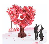 TEOZBLU Carte Mariage Félicitation, Carte Anniversaire Femme, Carte Amour Félicitations Mariage Anniversaire Carte Pop Up 3d Romantique, Pour Mariage, Saint Valentin, Anniversaire (Arbre Cœur Rouge)